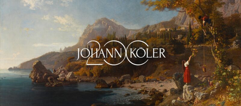 Johann Köler 200 – juubelinäituse visuaal romantilise maastikumaali taustal